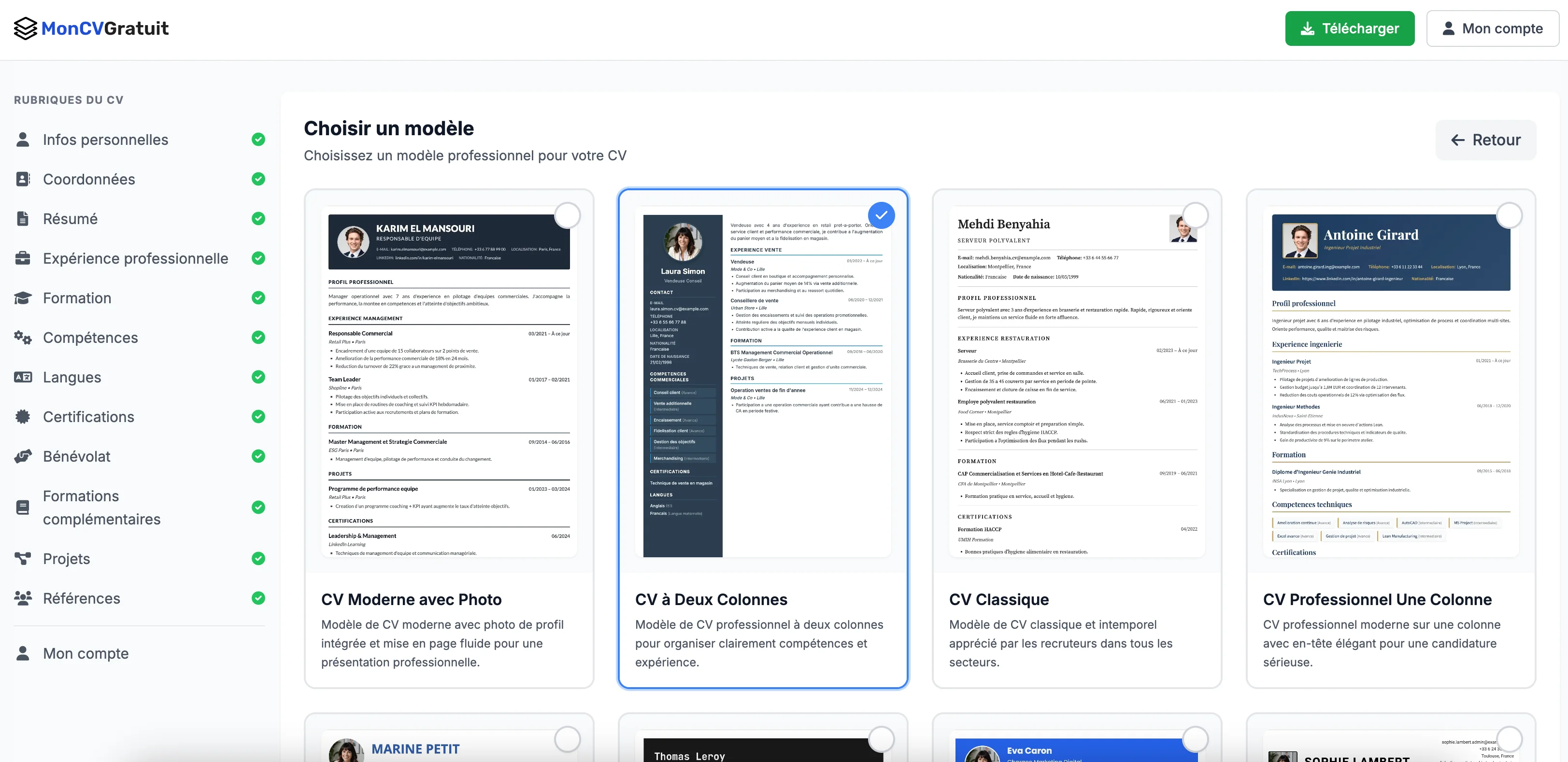 Choisir un modèle de CV