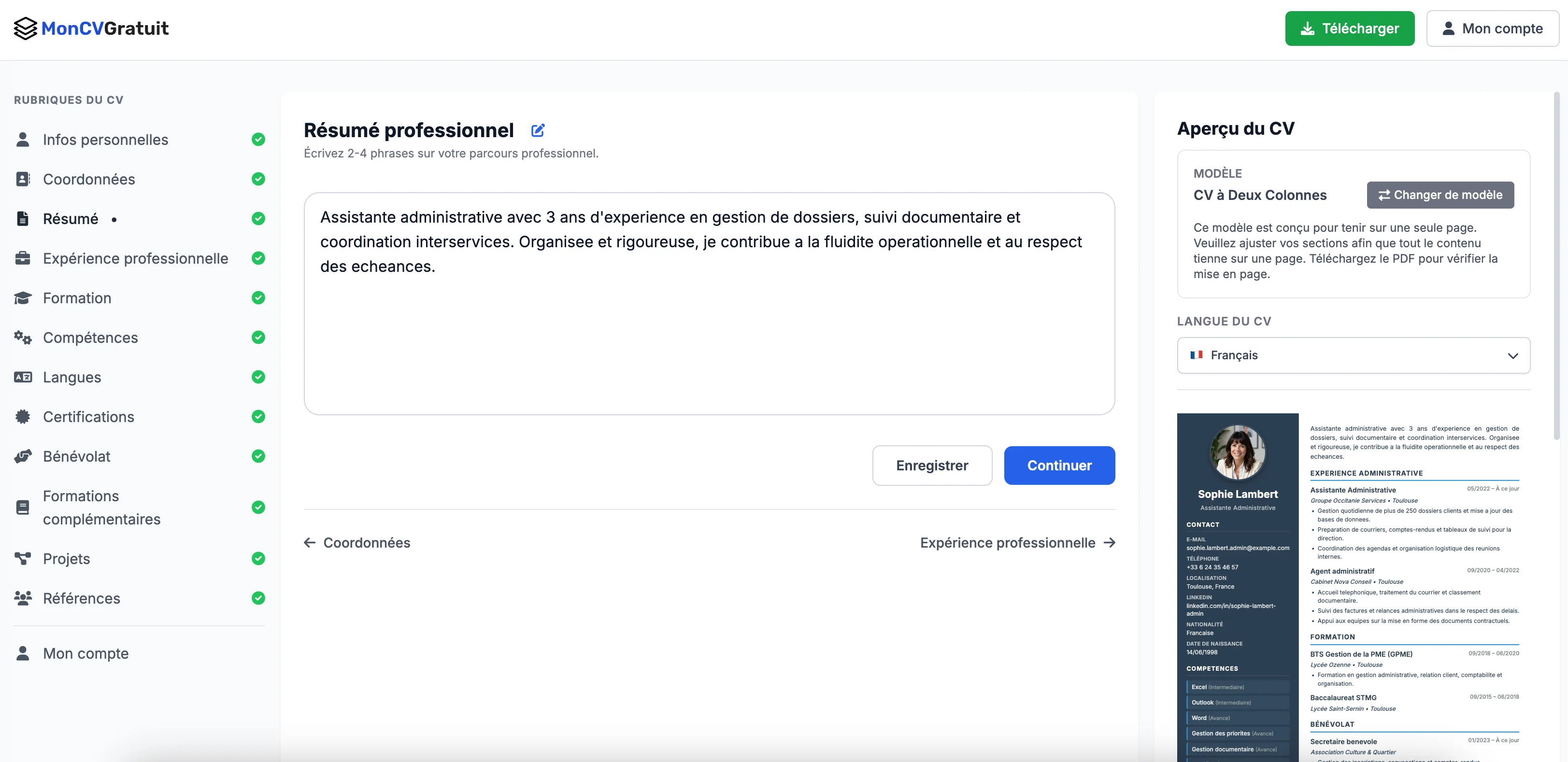 Choisir un modèle de CV