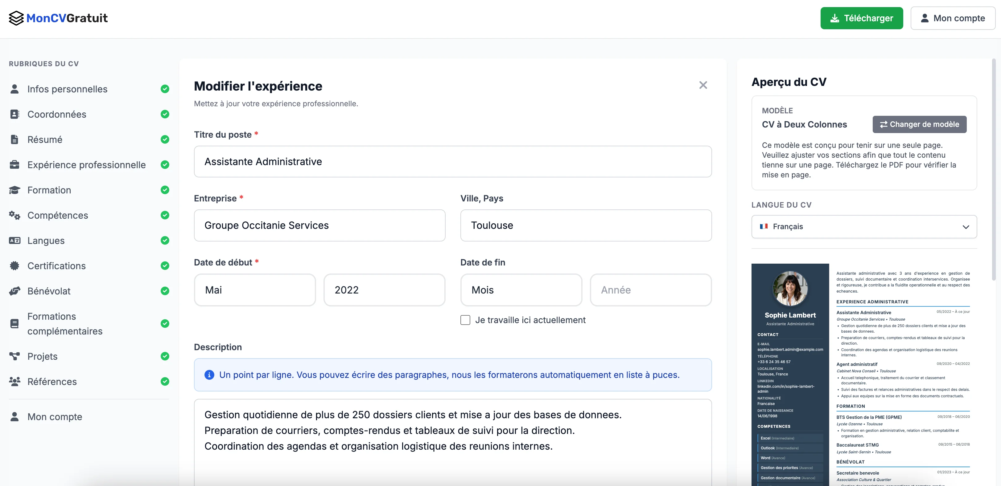 Choisir un modèle de CV