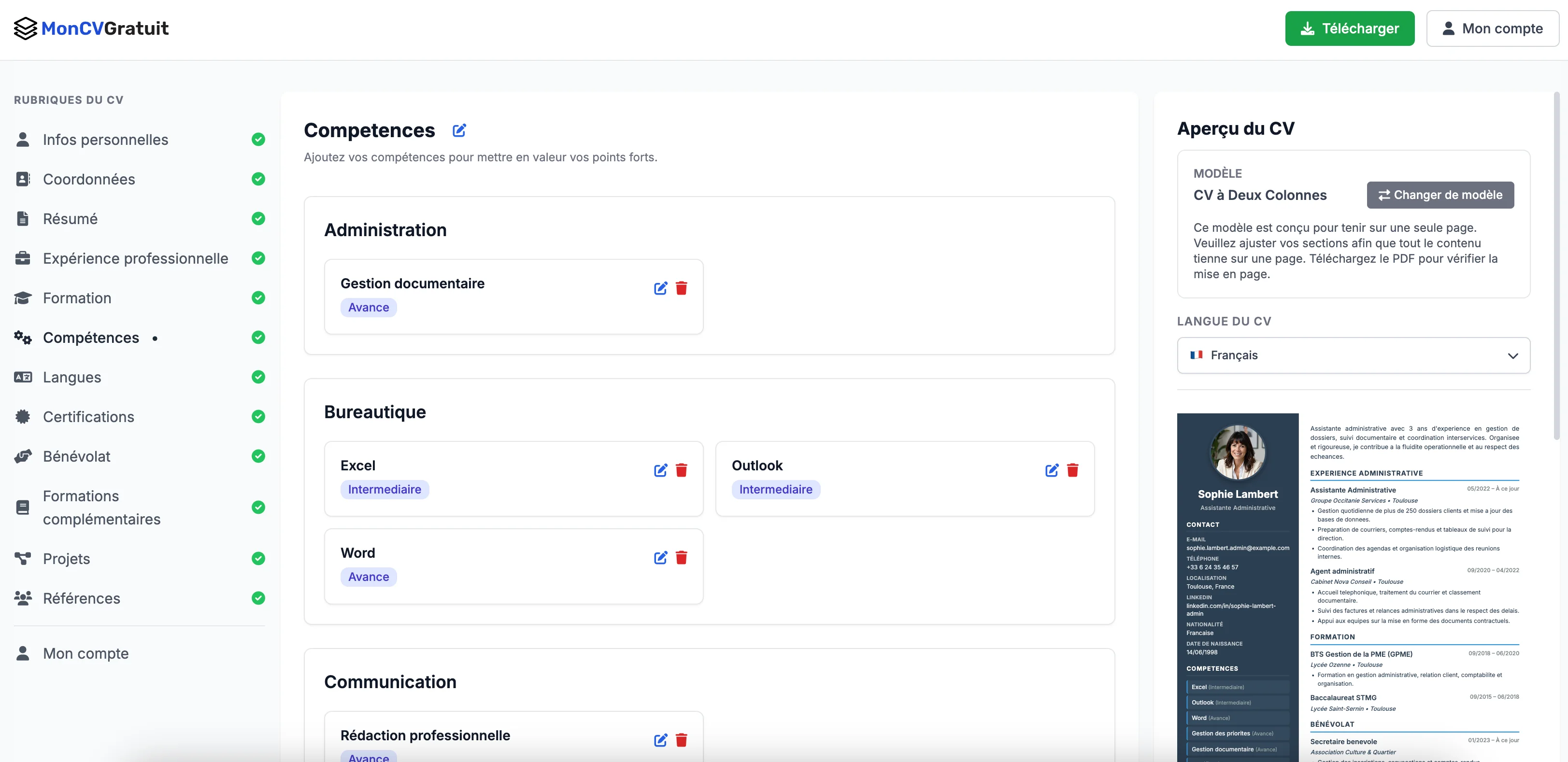 Choisir un modèle de CV
