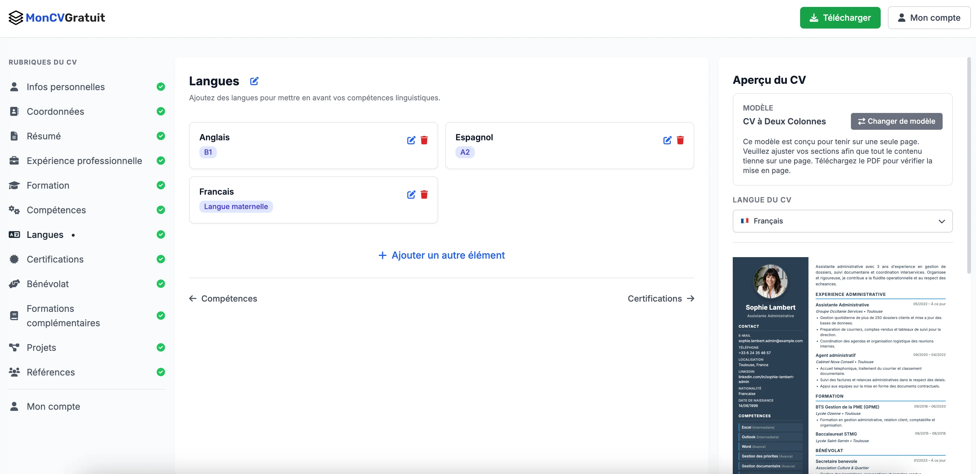 Choisir un modèle de CV