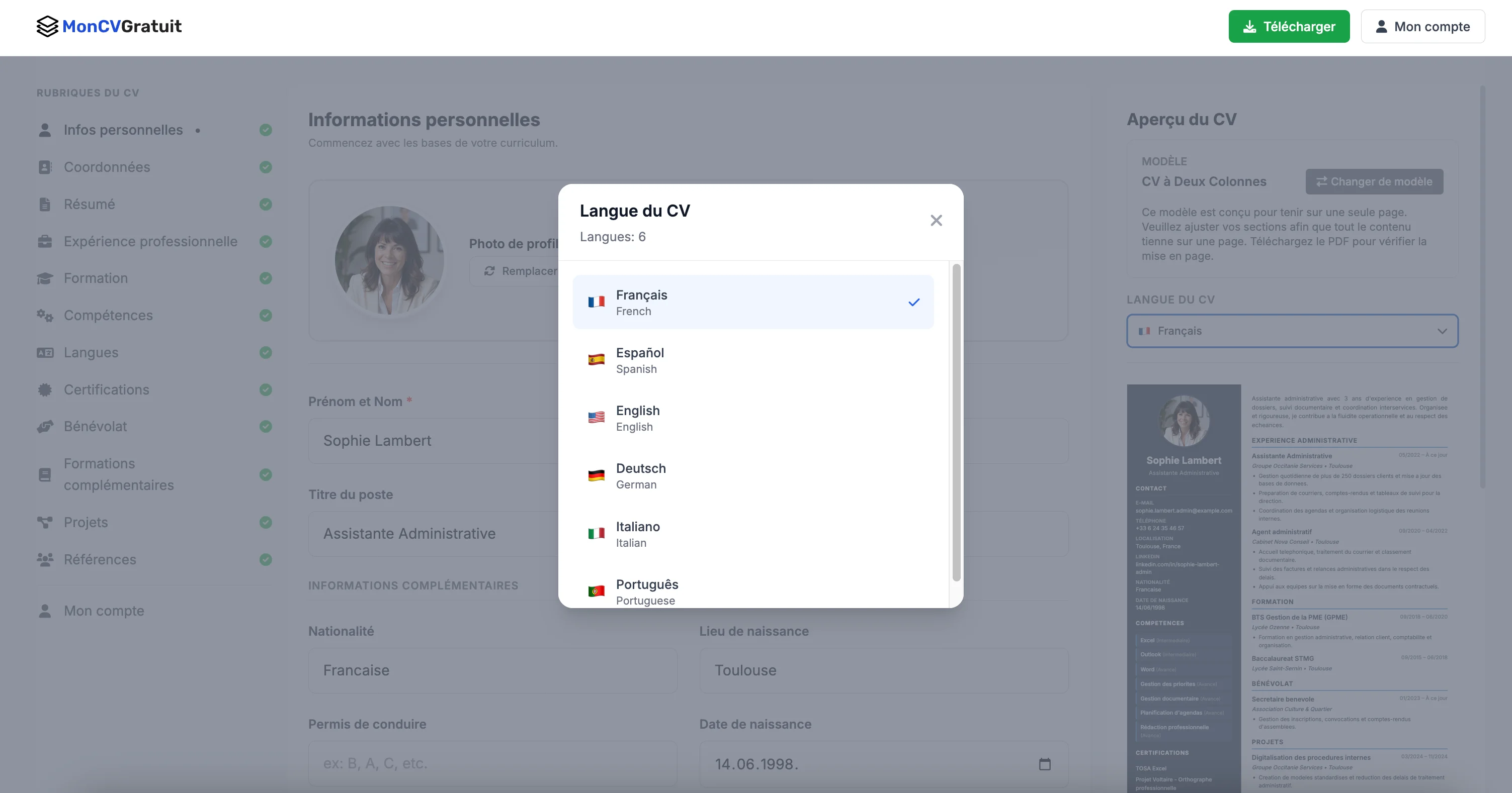 Choisir un modèle de CV