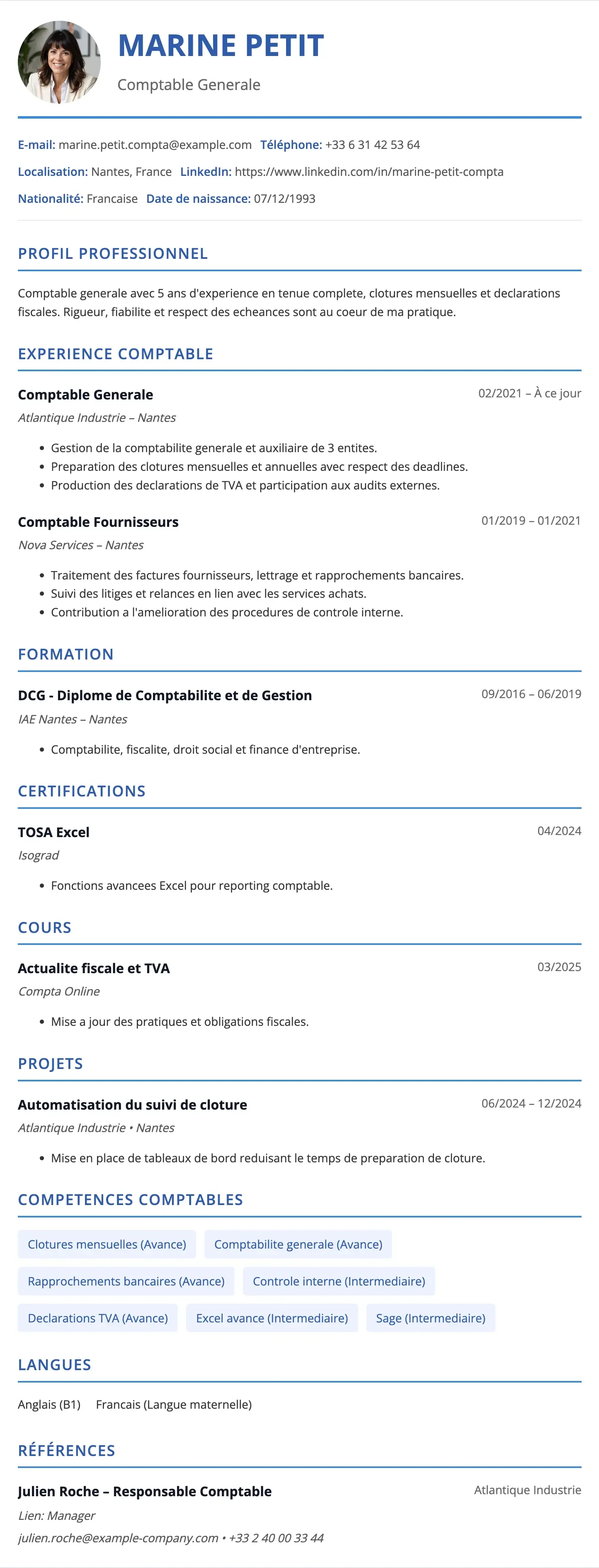 CV comptable : exemple gratuit et compétences